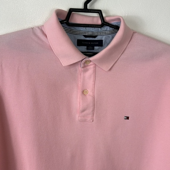 Tommy Hilfiger PIque Knit Polo Shirt Men's XXL Pink Short Sleeve - Picture 6 of 13